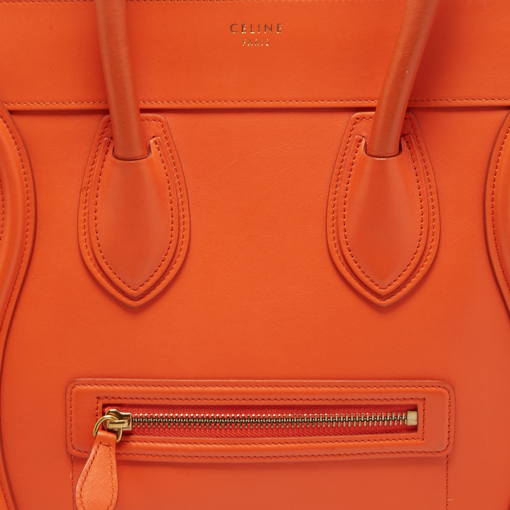 CELINE Orange Leather Mini Luggage Tote - Picture 5 of 8